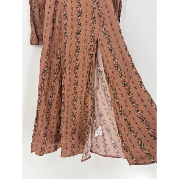 NWT Reformation Sigmund Dress 0 Floral Boudoir Midi Slit Long Sleeves Smocked - Picture 6 of 16